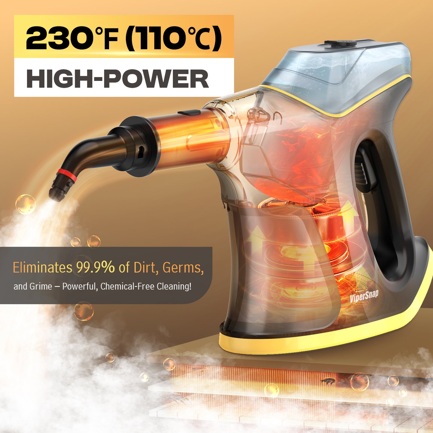 Heavy Duty Steam Cleaner with Continuous Spray & Safety Lock, Multipurpose Handheld Steamer for Home Use, 15S Fast Heating Steamer with 9PC Accessories for Car Furniture Kitchen Grout and Upholstery