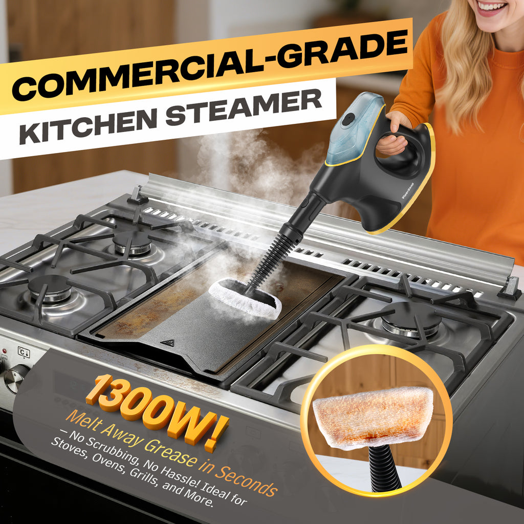 Heavy Duty Steam Cleaner with Continuous Spray & Safety Lock, Multipurpose Handheld Steamer for Home Use, 15S Fast Heating Steamer with 9PC Accessories for Car Furniture Kitchen Grout and Upholstery