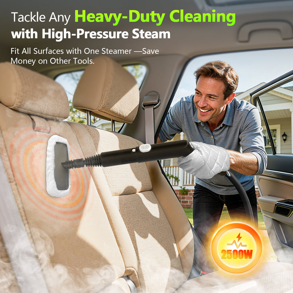 60.87OZ High-Pressure Steam Cleaner, 10S Rapid Heat-Up & 16Pcs Multi-Surface Home Use Steam Cleaner, Chemical-Free Portable Steamer for Cleaning Car Detailing, Grease, Grout, Tile, Dirt, Furniture