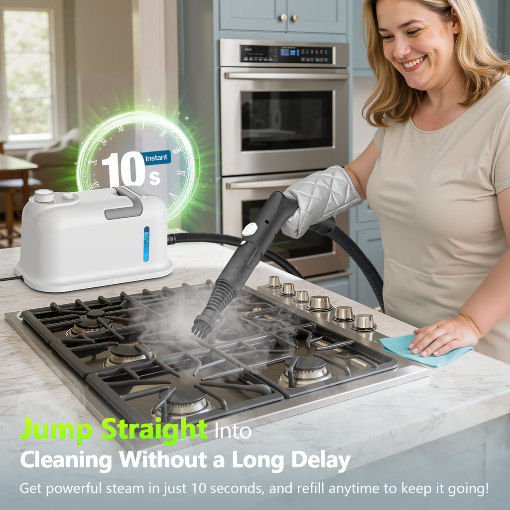 60.87OZ High-Pressure Steam Cleaner, 10S Rapid Heat-Up & 16Pcs Multi-Surface Home Use Steam Cleaner, Chemical-Free Portable Steamer for Cleaning Car Detailing, Grease, Grout, Tile, Dirt, Furniture