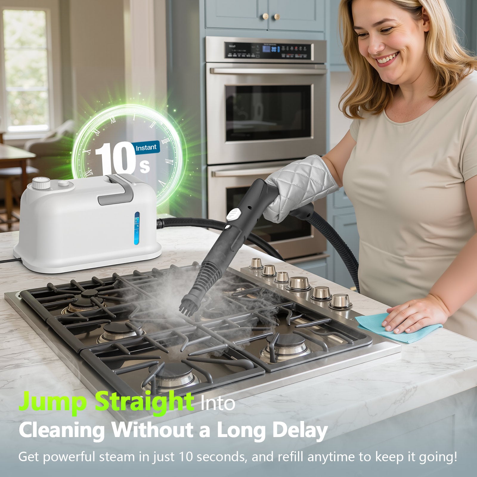 60.87OZ High-Pressure Steam Cleaner, 10S Rapid Heat-Up & 16Pcs Multi-Surface Home Use Steam Cleaner, Chemical-Free Portable Steamer for Cleaning Car Detailing, Grease, Grout, Tile, Dirt, Furniture