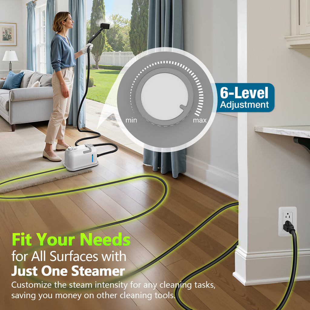 60.87OZ High-Pressure Steam Cleaner, 10S Rapid Heat-Up & 16Pcs Multi-Surface Home Use Steam Cleaner, Chemical-Free Portable Steamer for Cleaning Car Detailing, Grease, Grout, Tile, Dirt, Furniture