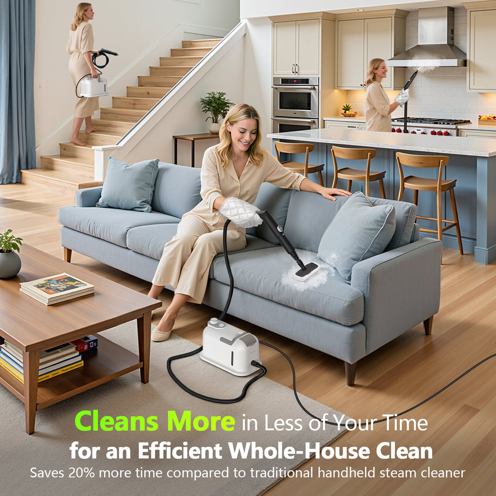 60.87OZ High-Pressure Steam Cleaner, 10S Rapid Heat-Up & 16Pcs Multi-Surface Home Use Steam Cleaner, Chemical-Free Portable Steamer for Cleaning Car Detailing, Grease, Grout, Tile, Dirt, Furniture