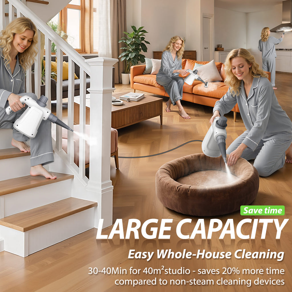 Steam Cleaner, 15.2OZ Hands-free Steamer for Cleaning with 14PCS Accessories & Safety Lock, Chemical-Free Pressurized Handheld Steam Cleaner for Home, Car, Furniture, Grease, Grout, Floor